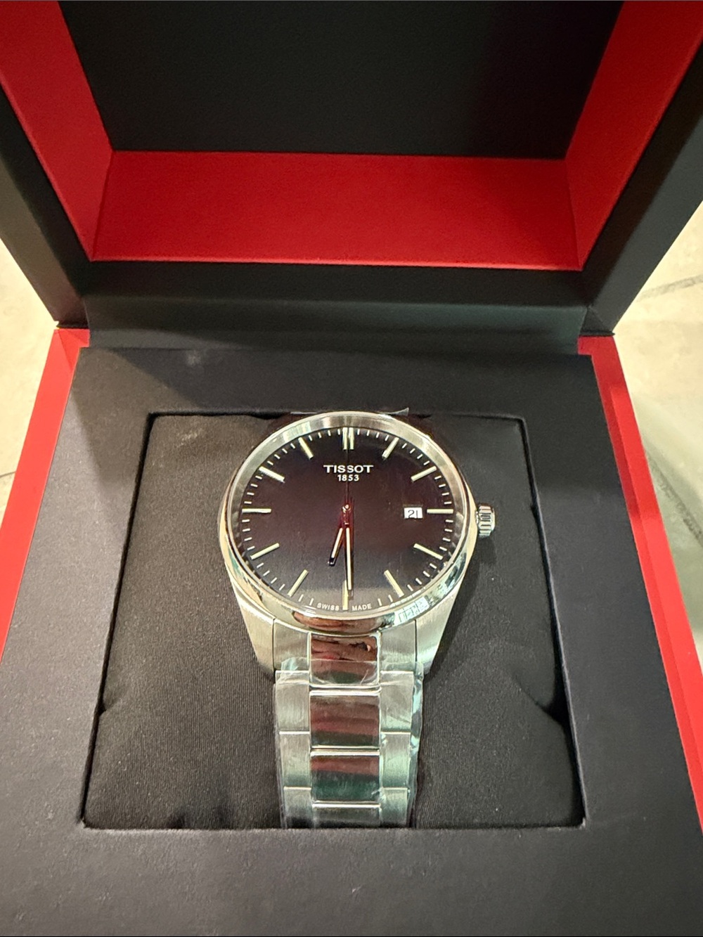 Tissot Silver mens Watch with Black Dial